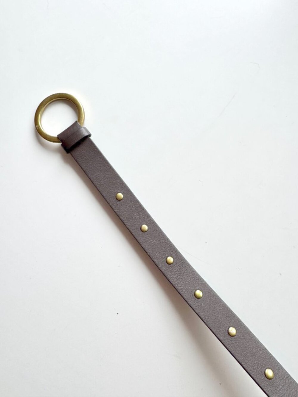 CABI Brown Leather Gold Tone Studded Stud Closure Waist Belt, Size S - Picture 7 of 12